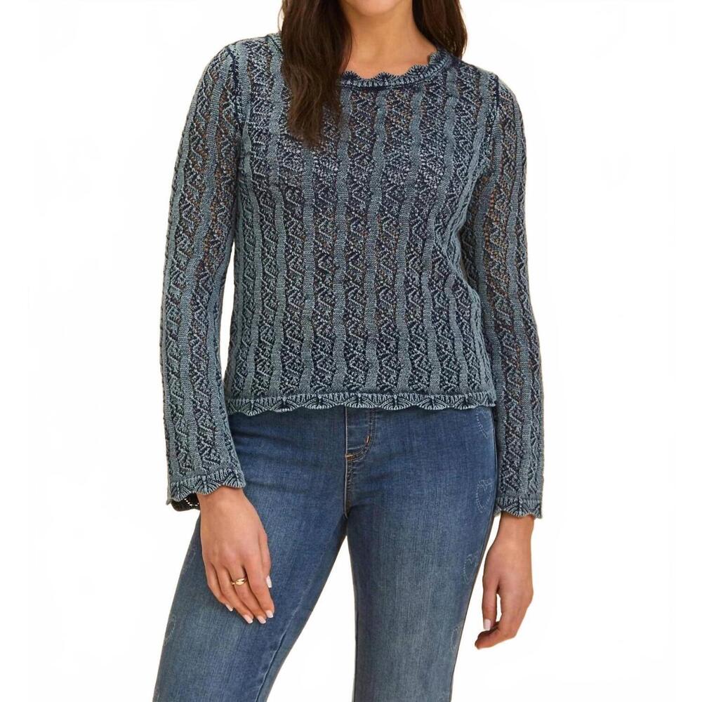 NEW FDJ long sleeve garment dye sweater in indigo
